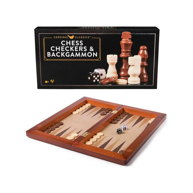 Backgammon, Chess, Checkers 3-in-1 Set