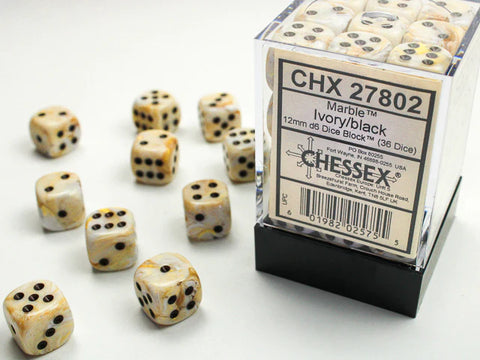 CHX : 12mm D6 Dice Block (36) - Marble
