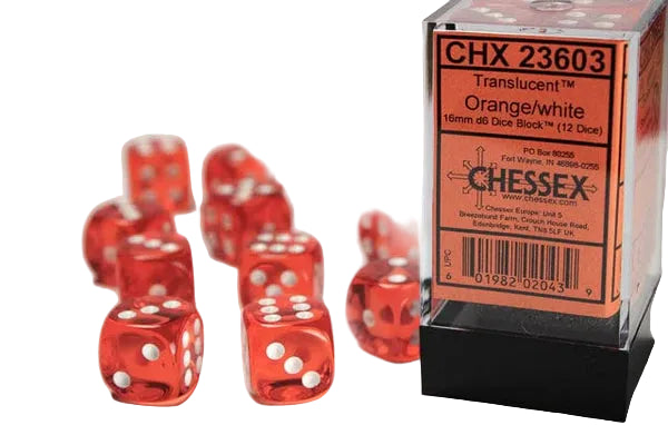 Chessex | 16mm D6 Block (12) - Translucent